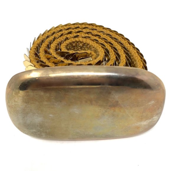 Vintage BRASS Fish Scale Belt, Retro Metal Belt, 80's Stretch Belt - Picture 4 of 6